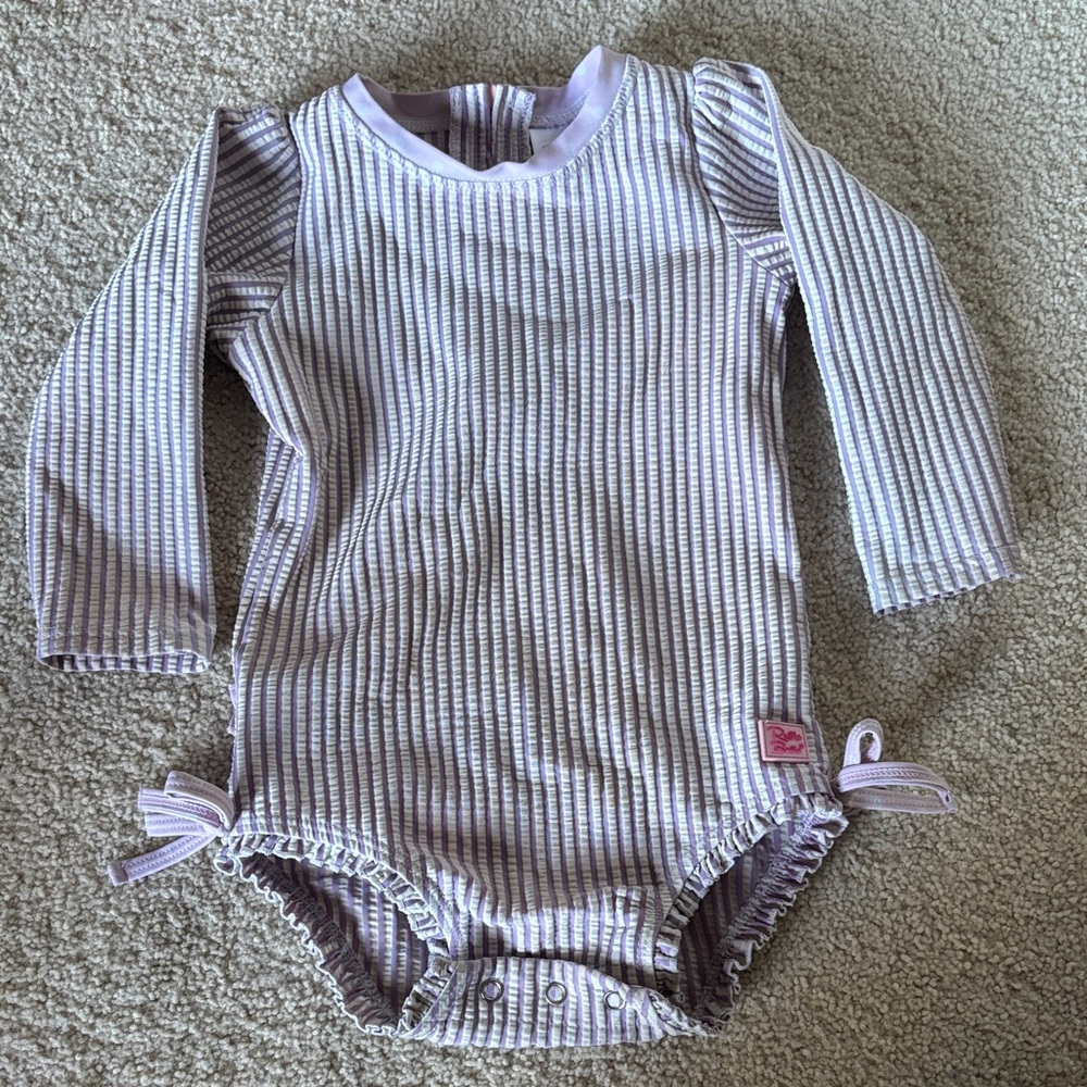 Ruffle Butts Lavender Striped Bodysuit